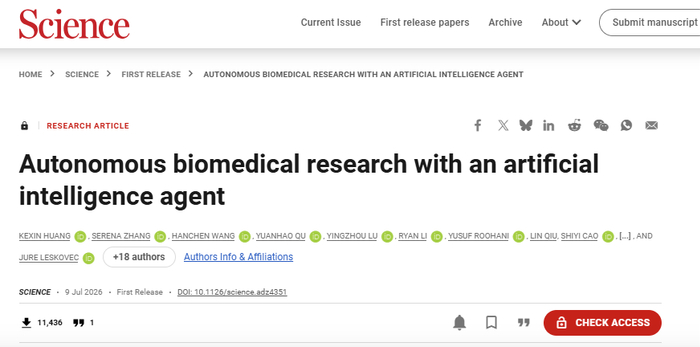 Science｜通用生物医学AI智能体Biomni迈向自主科研